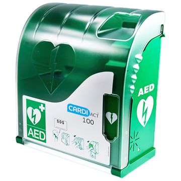 CARDIACT Green Outdoor Connected AED Cabinet 42x38x15cm